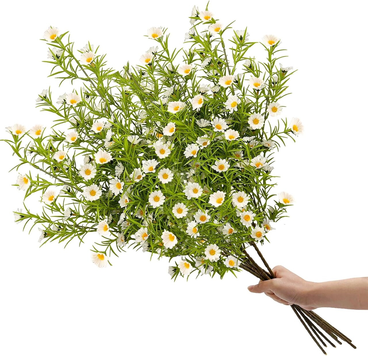 192 Blooms Artificial Daisy Flowers, 27.5" White Daisy Artificial Flowers,6Pcs Realistic Fake Daisies,Fake Spring Flowers,Faux Flowers for Vase Wedding Party Home Decor